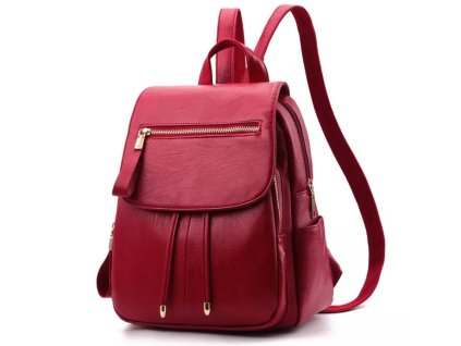 Elegantní kožený dámský batoh červený