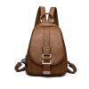 Dámský batoh hnědý kožený se sponou