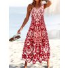 Šaty dámské červené letní dlouhé se vzorem