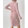 Dámské šaty růžové pletené s rolákem