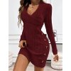 Dámské šaty vínové pletené s výstřihem