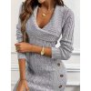Šaty dámské šedé pletené s výstřihem