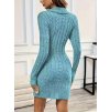 Dámské šaty modré pletené s výstřihem