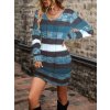 Šaty dámské modré pletené pruhované s kapsami