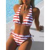 Plavky dámské červené bílé pruhované dvoudílné