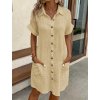 Šaty dámské béžové letní na knoflíky