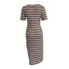 Dámské šaty hnědé letní pruhované