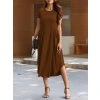 Šaty dámské hnědé dlouhé letní