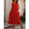 Šaty dámské červené dlouhé letní