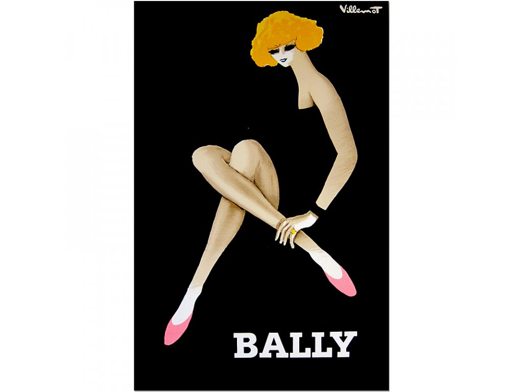 800 45x70cm bally bernard villemot 1982 vintage advertising poster