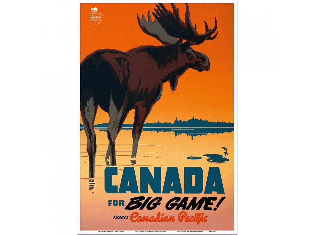 800 55x80cm Canada for big game travel canadian pacific vintage travel poster
