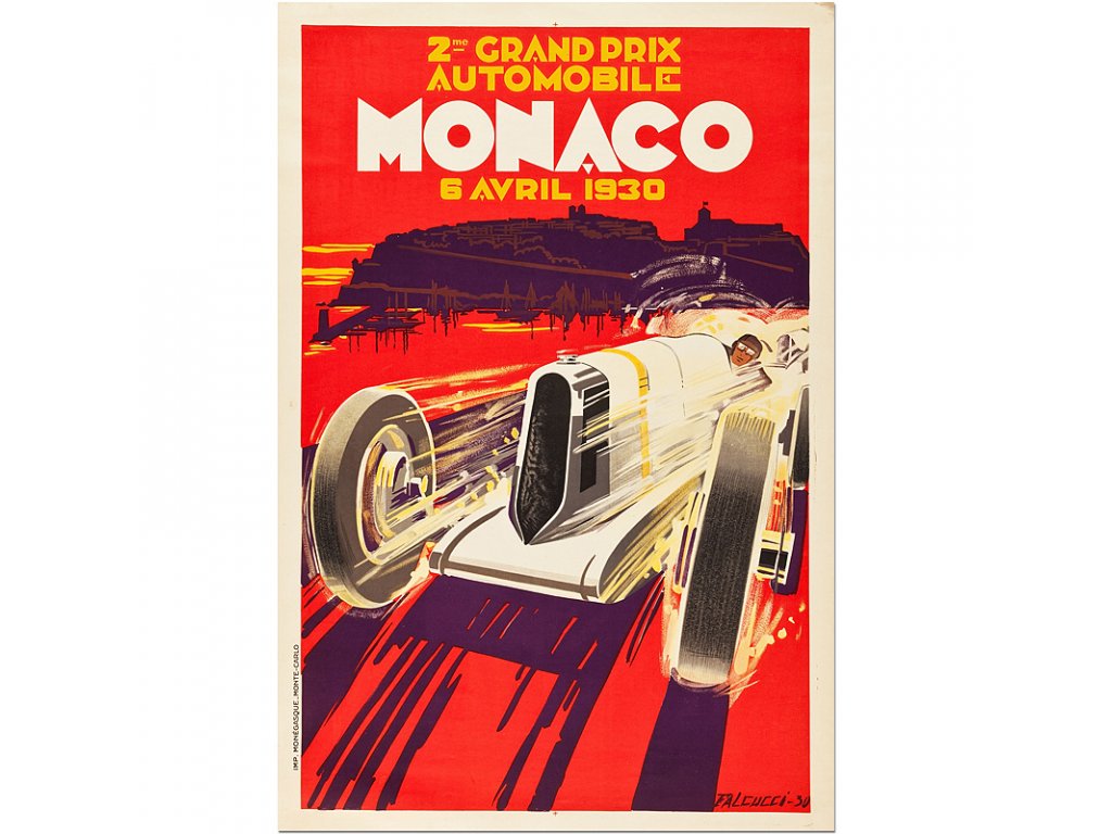 800 55x82cm Monaco grand prix 1930 vintage racing travel poster