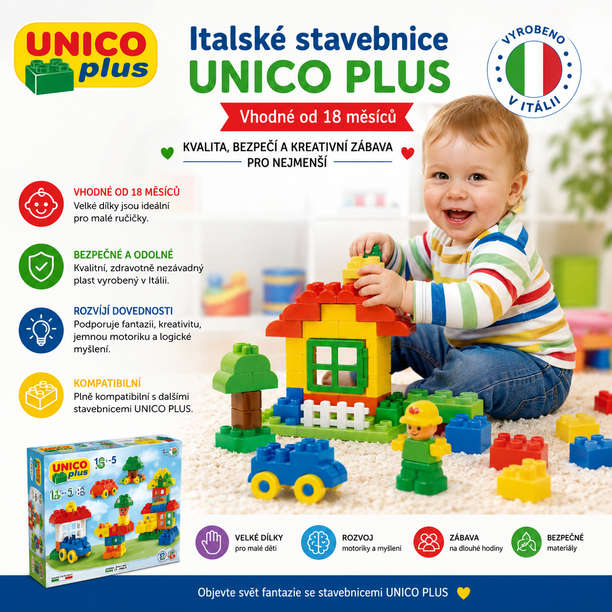 Italské stavebnice UNICO PLUS – první stavebnice pro děti od 18 měsíců
