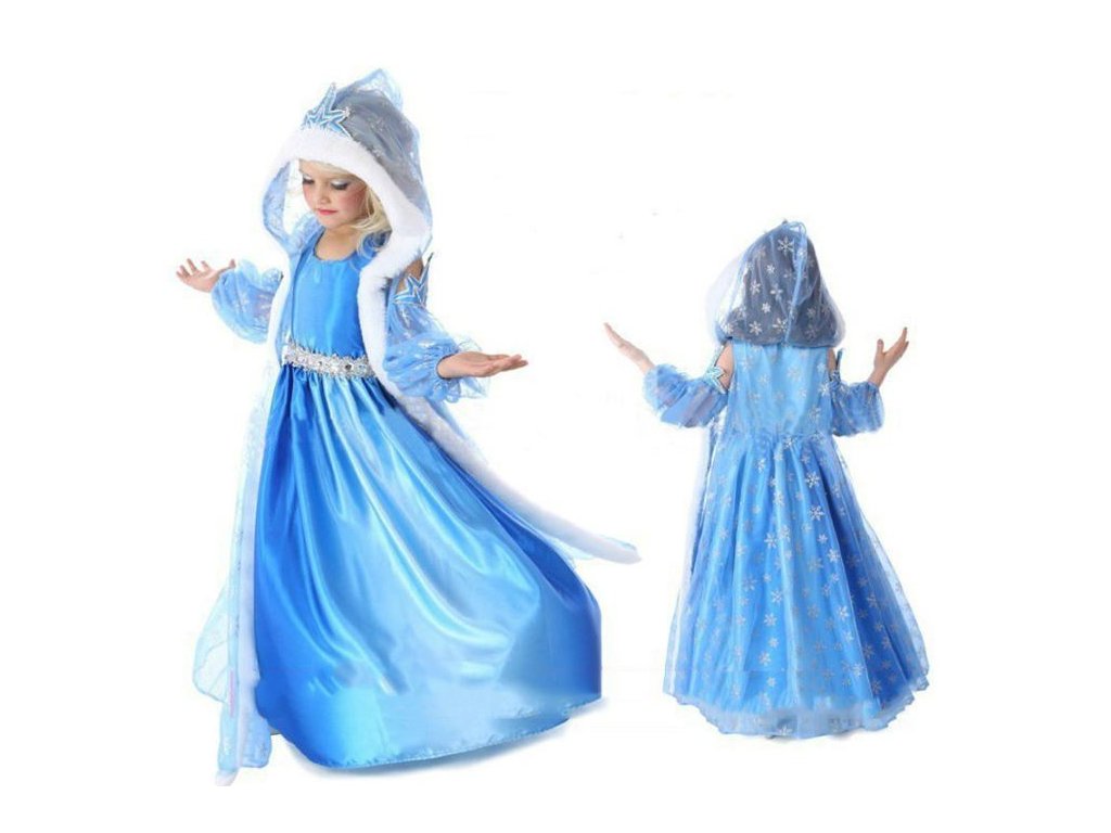 Kostým Frozen / šaty typ Frozen Elsa Ledové království s kapucí - 3 dílný  set vel. 100-150 | SUPER-HRACKY.CZ