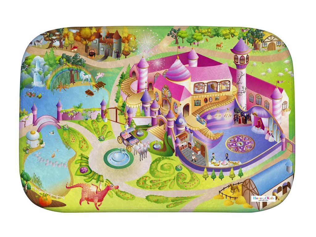 Dětský hrací koberec Zámek princezna 3D Ultra Soft 100x150 | SUPER-HRACKY.CZ