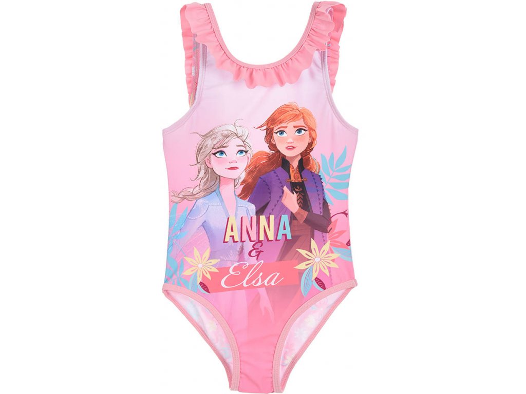 Dívčí plavky Frozen 2 Ledové království Anna a Elsa světle růžové |  SUPER-HRACKY.CZ
