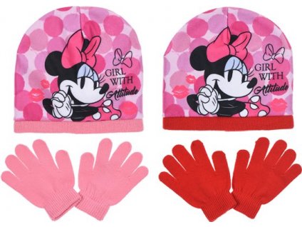 Dětská zimní sada Minnie Mouse – čepice a rukavice