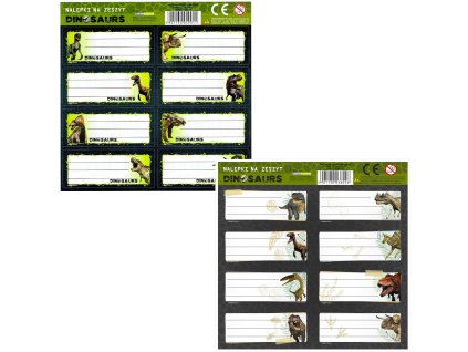 Samolepky na sešit dinosauři 8 ks