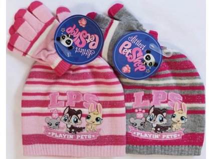 Dětská zimní sada Little Pet Shop – čepice a rukavice, třpytivé nitky