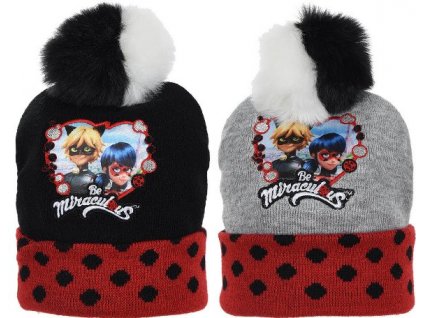 Dětský zimní kulich Kouzelná Beruška – dvoubarevná bambule