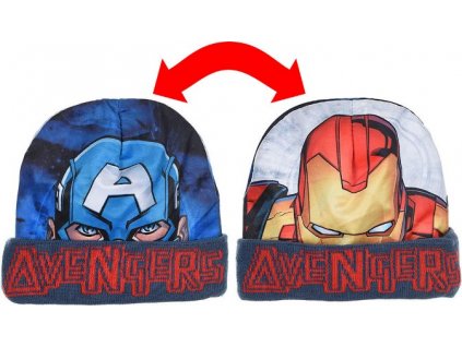 Dětská zimní čepice Avengers – oboustranná (Captain America / Iron Man)