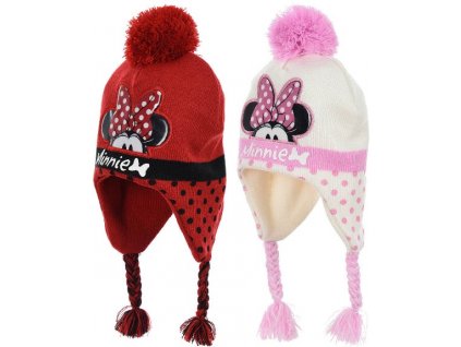 Dětský zimní kulich Minnie Mouse – copánky a krytí uší