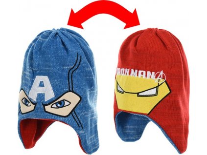 Dětská zimní čepice Marvel – oboustranná (Kapitán Amerika / Iron Man)