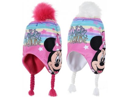 Dětský zimní kulich Minnie Mouse – copánky a krytí uší