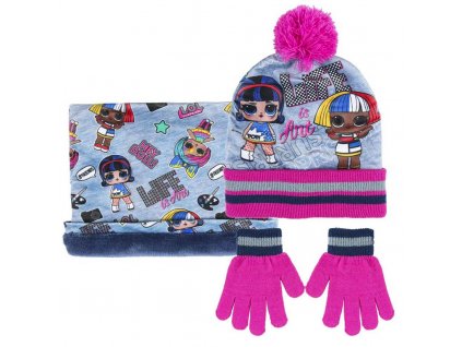 Dětská zimní sada LOL Surprise – čepice, nákrčník a rukavice