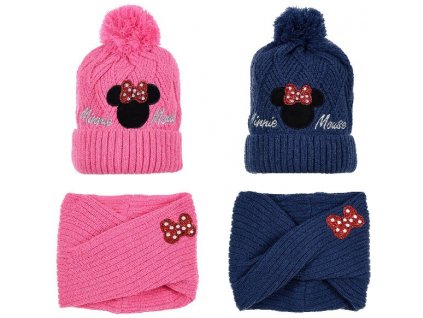 Dívčí zimní sada Minnie Mouse – kulich a nákrčník, třpytivý design