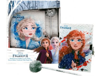 Diář na zámek s překlápěcími flitry + tužka Frozen