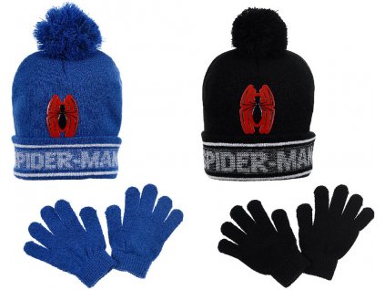 Dětská zimní sada Spider-Man – čepice s 3D logem a rukavice