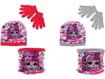 Dětská zimní sada LOL Surprise – čepice, nákrčník a rukavice