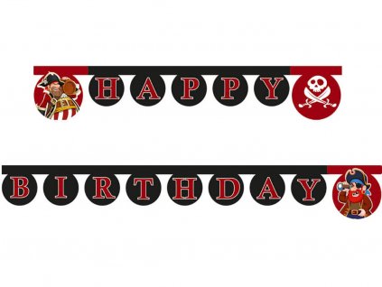 nápis happy birthday piráti