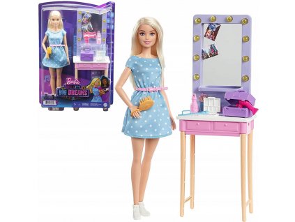 pomohly panence Barbie® Malibu připravit se na vystoupení v herní sadě se stylovým toaletním stolkem