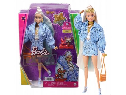 Barbie Extra Vzorovaná modrá sukně s bundou