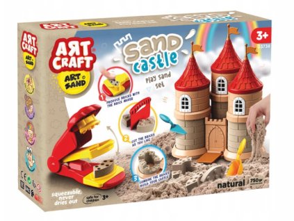 Art Craft Sand Castle – sada s kinetickým pískem 750 g a lisem na cihly