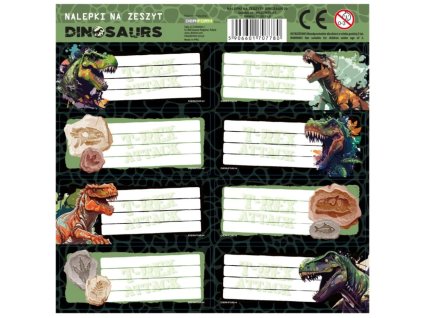 Samolepky na sešit dinosauři Derform 8 ks