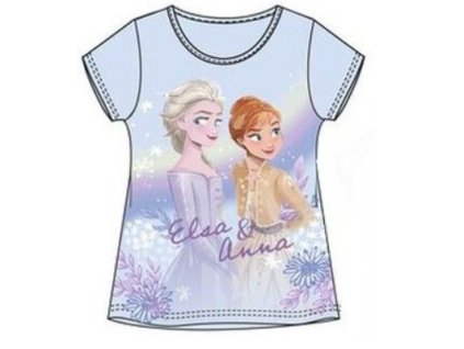 Dětské tričko Frozen Elsa & Anna – modré (100% bavlna)