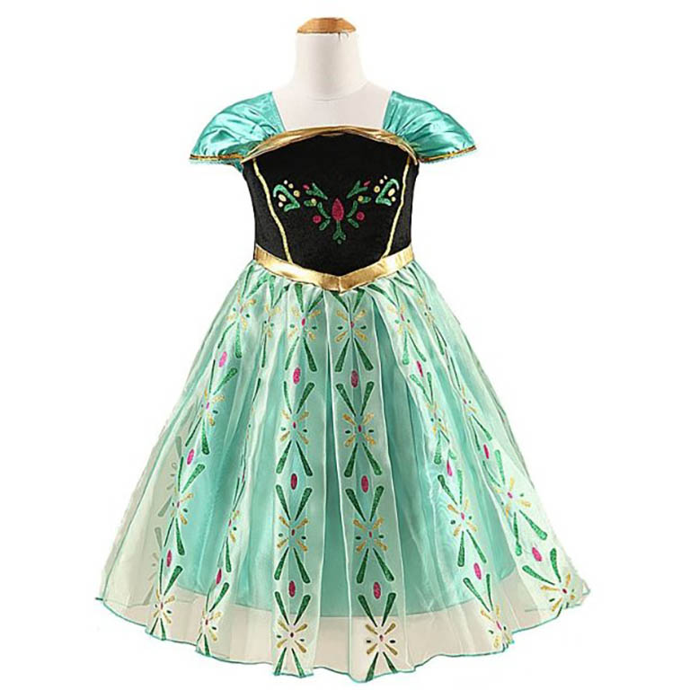 Kostým Frozen / šaty typ Frozen Anna bez rukávů zelené Velikost šatů: 100