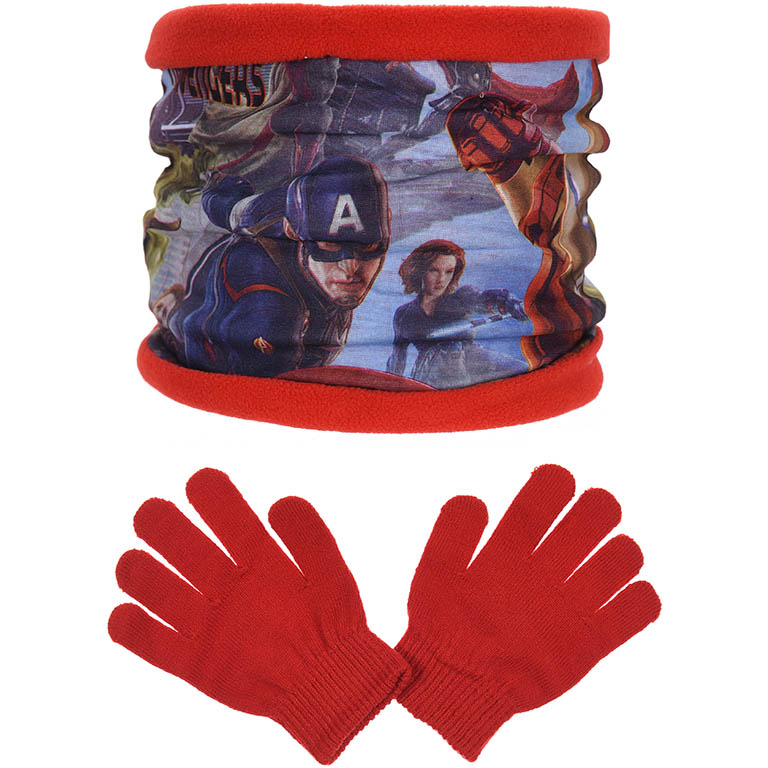 SUN CITY Šála Avengers / nákrčník Avengers zateplený + rukavice sada 2ks Barva: ČERVENÁ