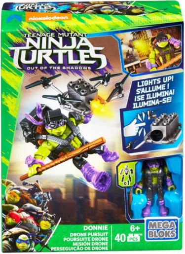 Stavebnice Mega Bloks Želvy Ninja TMNT LED Donnie a pronásledování dronem 40 dílů