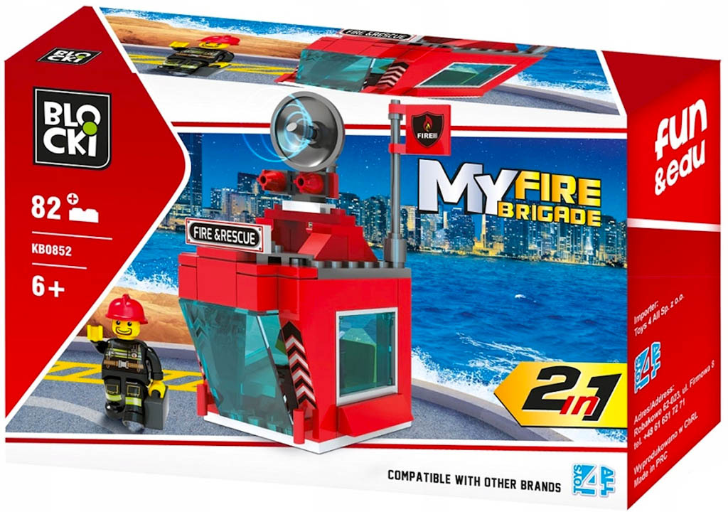 Blocki stavebnice Hasiči - velitelská stanice 2v1 kompatibilní 82 dílů