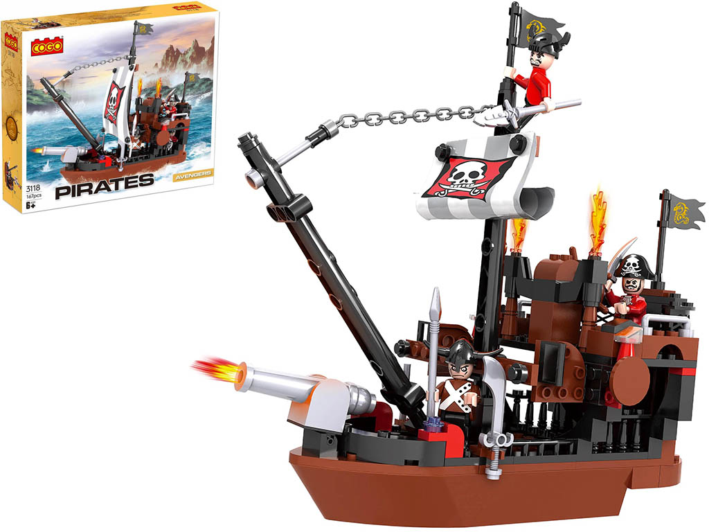 COGO stavebnice Piráti - pirátský škuner kompatibilní 167 dílů