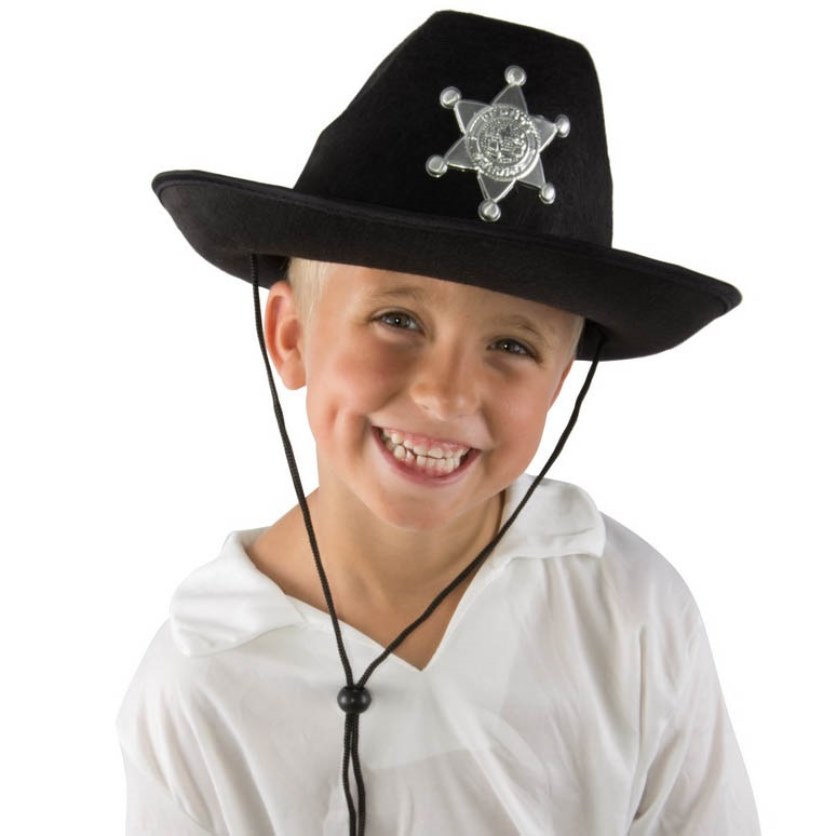 PTIT CLOWN Dětský kovbojský klobouk - šerif černý