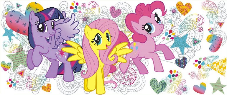 RoomMates Samolepka na zeď My Little Pony Trio - 1 arch 46x102 cm