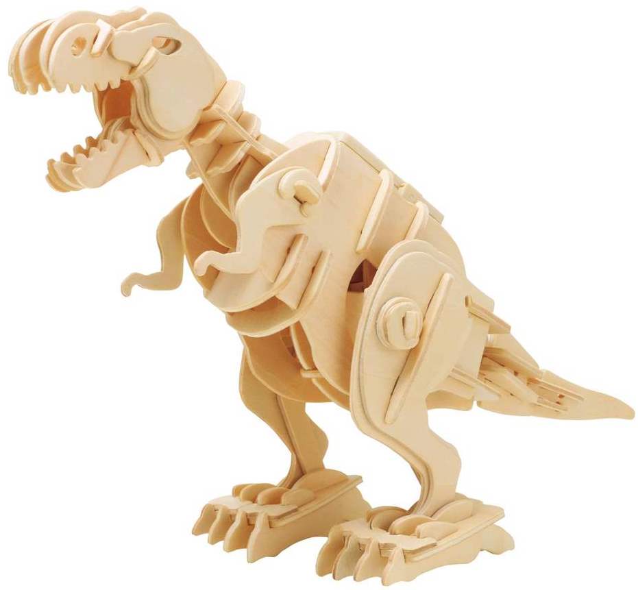 Robotime 3D dřevěné puzzle Tyrannosaurus Rex chodící se zvuky 85 dílků