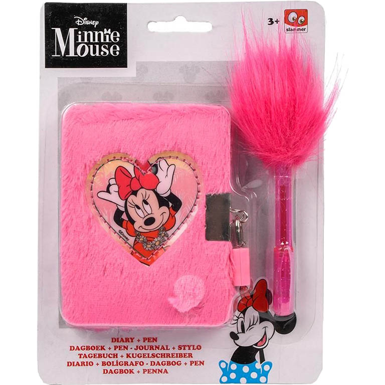 CANENCO Diář na zámek plyšový + propiska Minnie Mouse