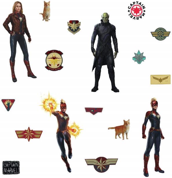 Captain Marvel samolepky na zeď RoomMates 17 ks