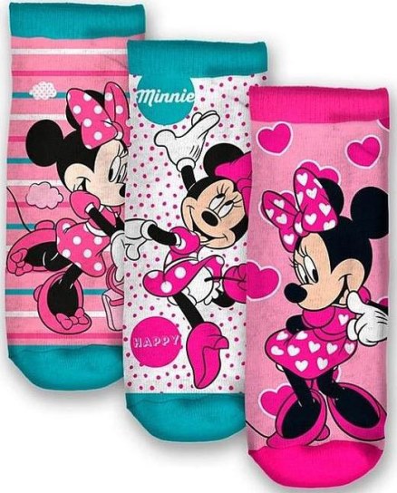 EUROSWAN Dětské ponožky Minnie Mouse kotníkové modré sada 3 páry Velikost: 23/26